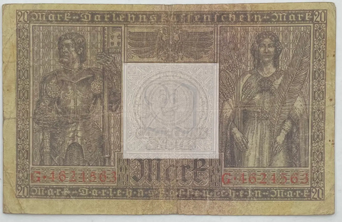 1918 Germany 20 Mark  P-57 Banknote - Cool Coins & Notes