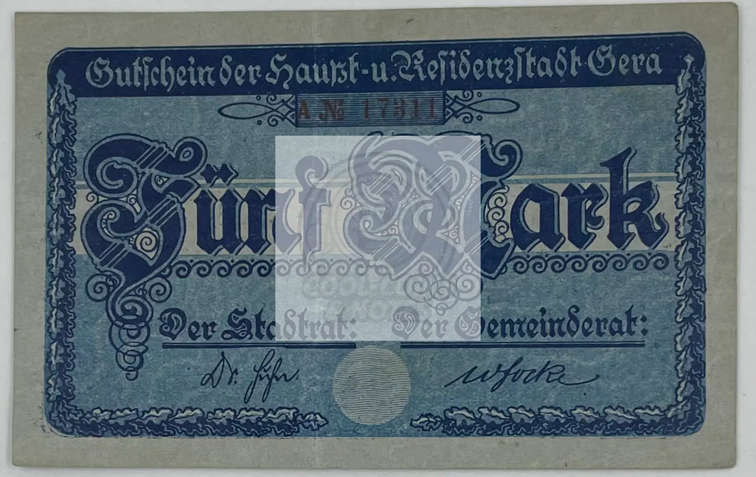 1919 Germany 5 Mark P-172.01b Banknote - Cool Coins & Notes
