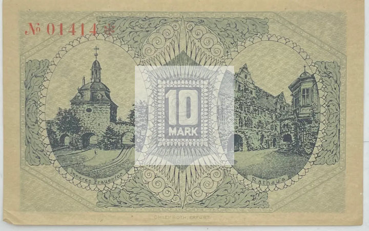 1919 Germany (Thuringia) 10 Mark  364.02 Banknote - Cool Coins & Notes
