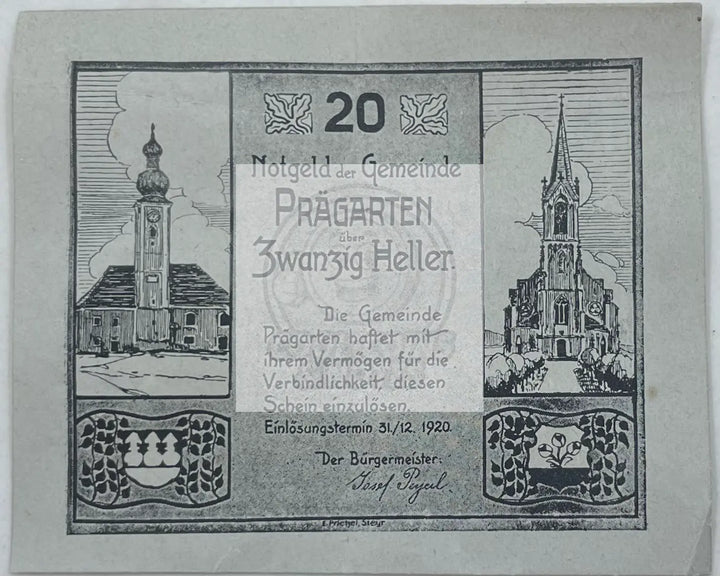 1920 Austria Notgeld 20 Heller JPR0777a-20 - Cool Coins & Notes