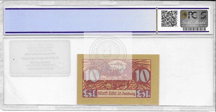 1921 Austria 10 Heller P UNL FS-560a Marktgemeinde Notgeld PCGS Sample - Cool Coins & Notes