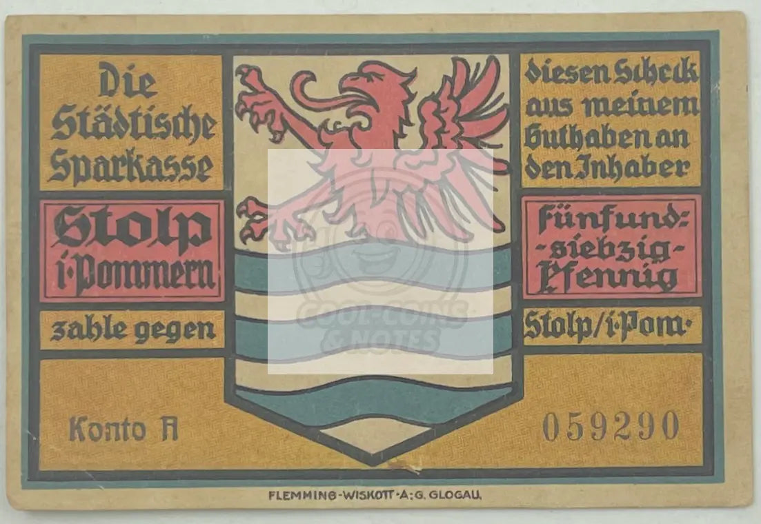 1922 Germany 75 Pfenning Notgeld banknote