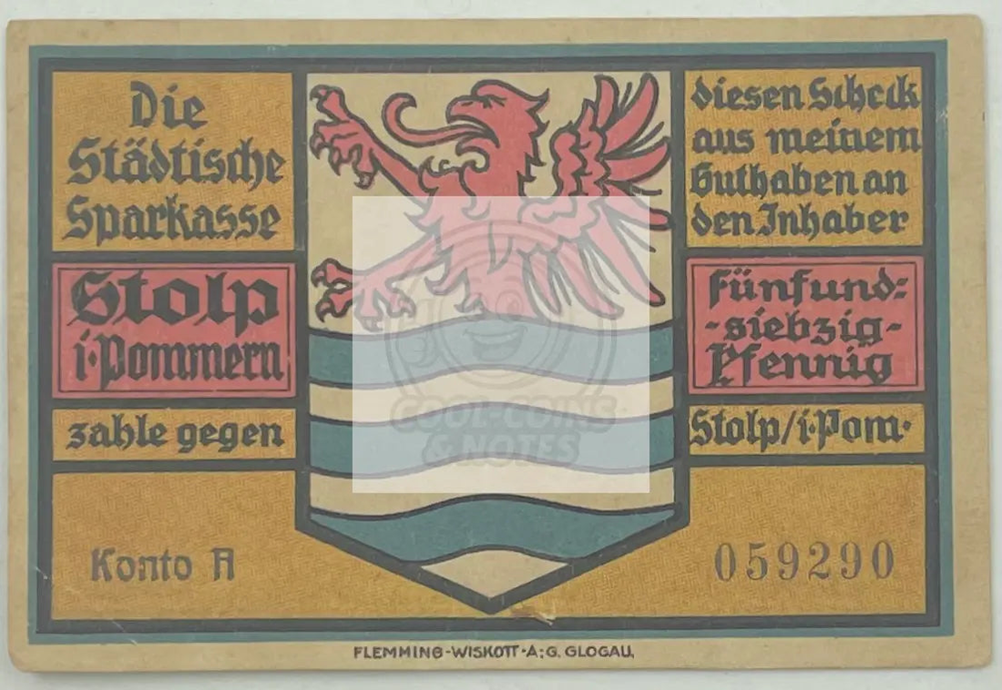 1922 Germany 75 Pfenning Notgeld banknote