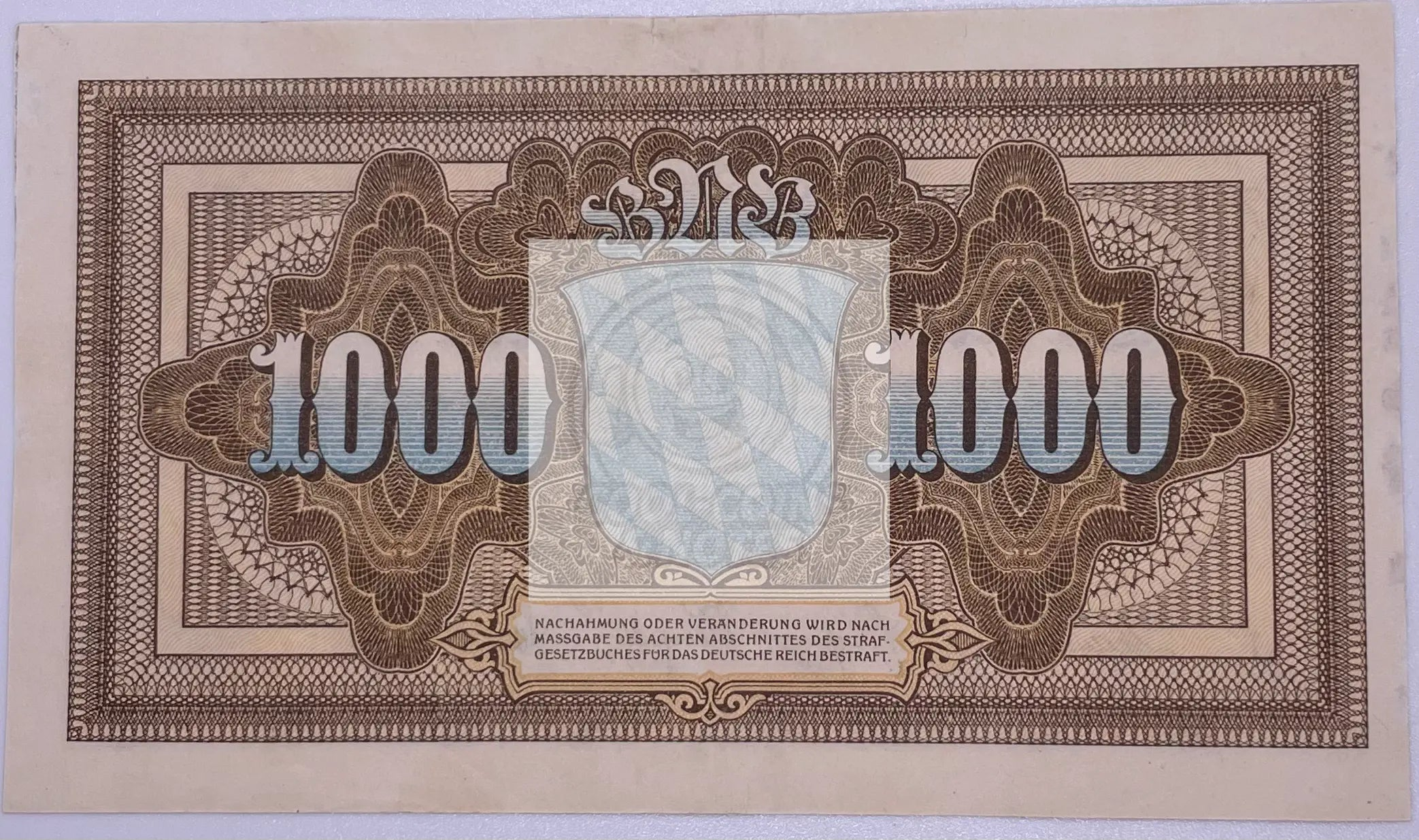 1922 Germany-Bavaria 1000 Mark Banknote uncirculated vintage currency