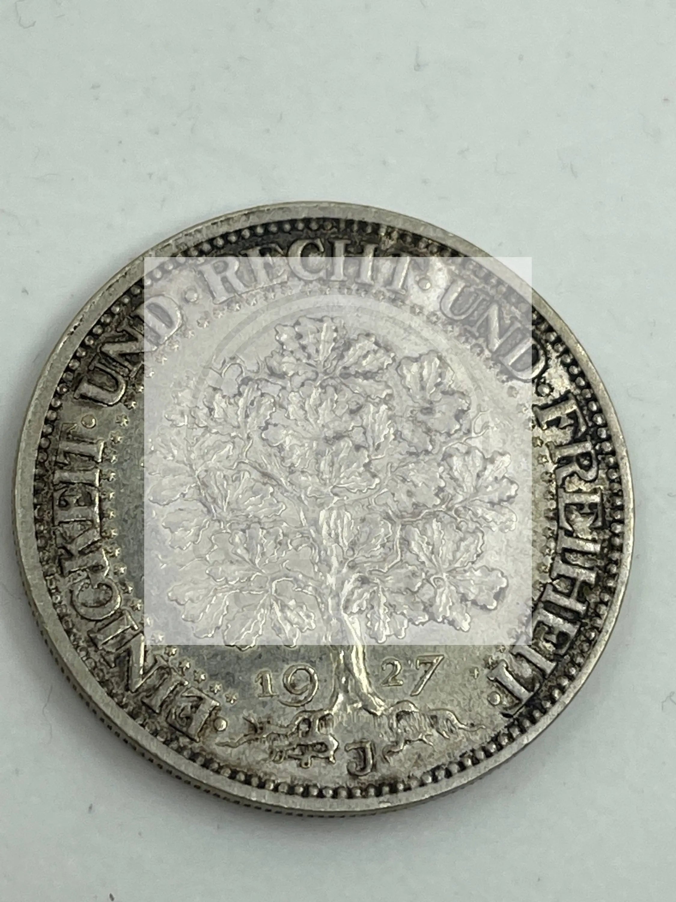 1927 J Germany 5 Marks Oak Tree - Cool Coins & Notes
