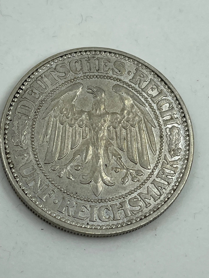 1927 J Germany 5 Marks Oak Tree - Cool Coins & Notes