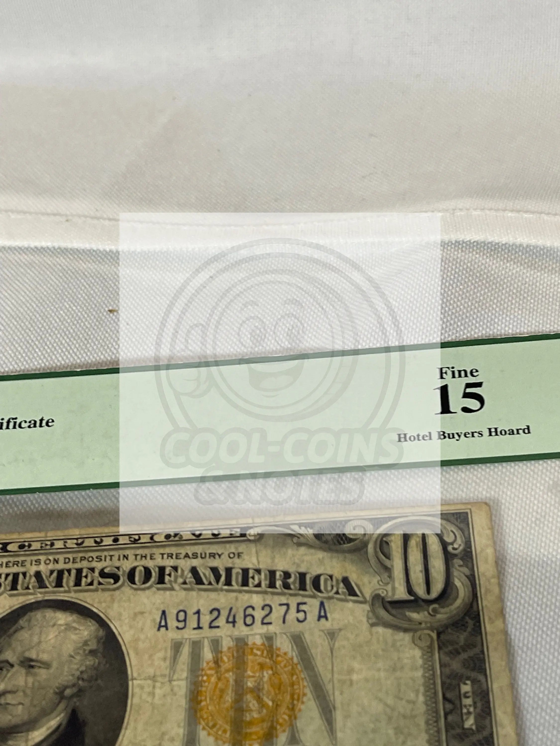 1934A North Africa Silver Certificate $10 dollar bill graded PCGS Fine with yellow Treasury seal and wartime design