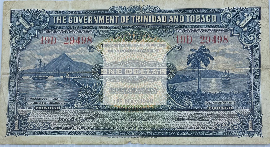 1935 Trinidad & Tobago $1 Dollar P-5a Used World Banknote - Cool Coins & Notes