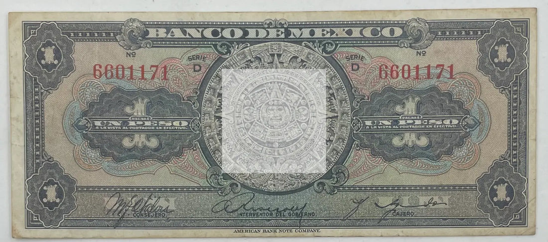 1936 Mexico 1 Peso P-28b, Used World Banknote - Cool Coins & Notes
