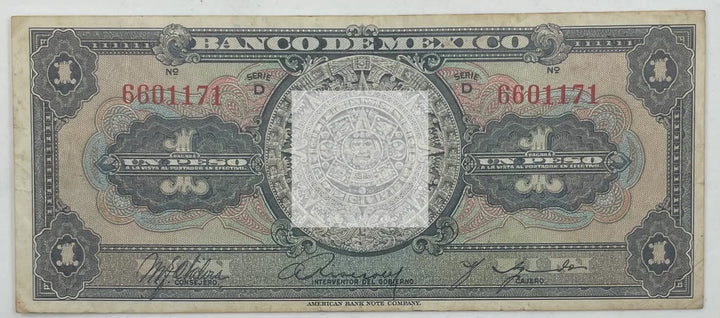 1936 Mexico 1 Peso P-28b, Used World Banknote - Cool Coins & Notes