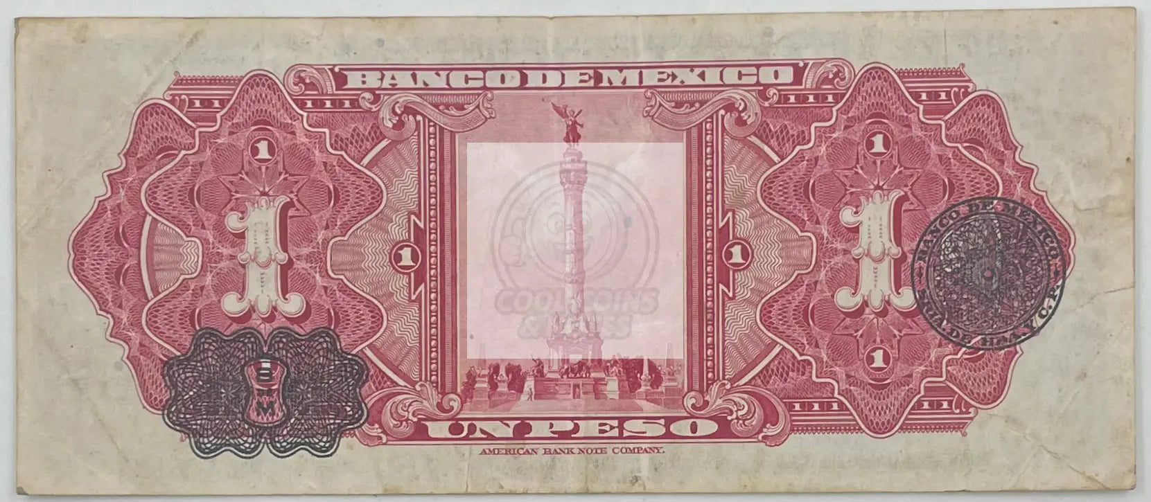 1936 Mexico 1 Peso P-28b, Used World Banknote - Cool Coins & Notes