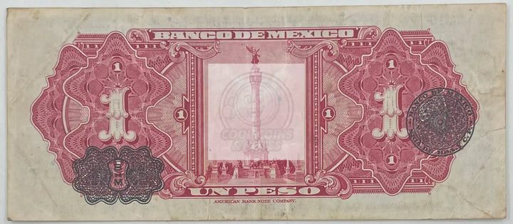1936 Mexico 1 Peso P-28b, Used World Banknote - Cool Coins & Notes