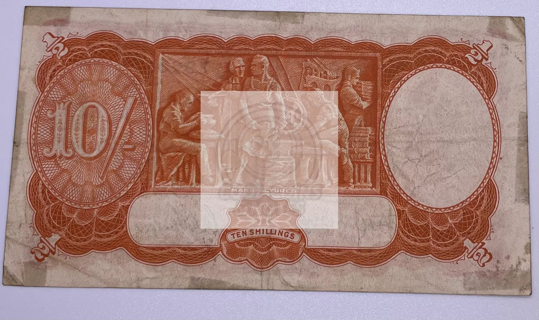 1939-1952 Australia 10 Shillings & 1/2 Pound P-23d vintage banknote with intricate mid-20th century design