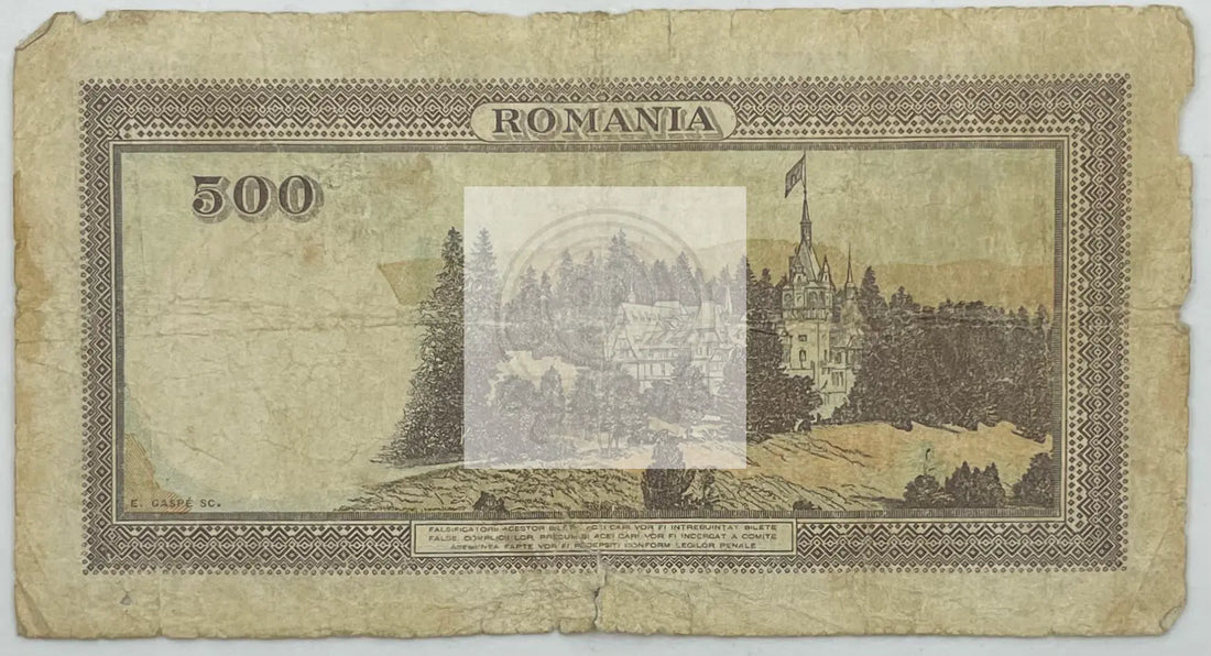 1940-1943 Romania 500 Lei  P-51a Banknote - Cool Coins & Notes