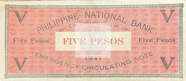 1941 Philippines/Iloilo 5 Pesos Emergency Issue P-S307 World Banknote Cool Coins & Notes 