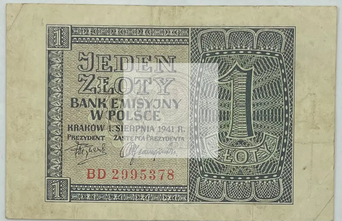 1941 Poland 1 Zloty P-99 Banknote - Cool Coins & Notes