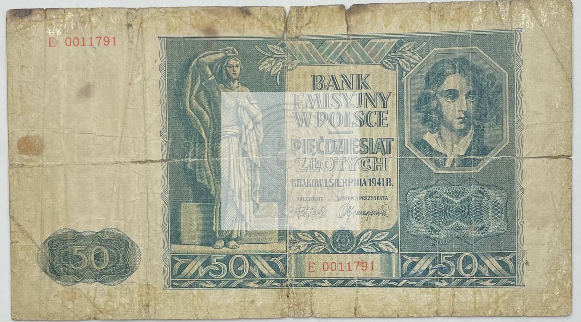 1941 Poland  50 Zlotych  P-102  Banknote - Cool Coins & Notes