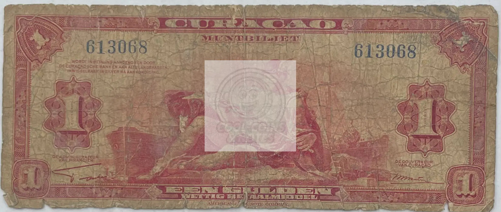 1942 Curaçao 1 Gulden Circulated World Banknote - Cool Coins & Notes