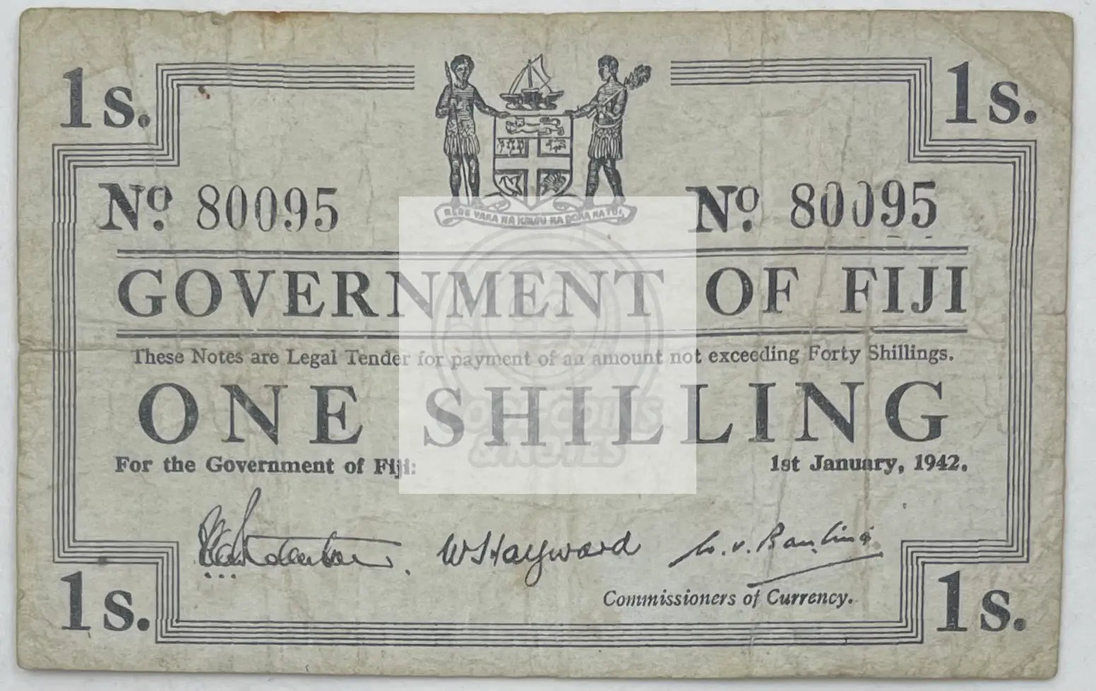 1942 Fiji 1 Shilling P-49, Used Banknote - Cool Coins & Notes
