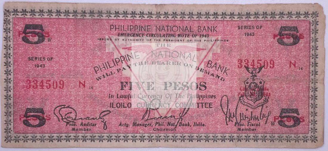 1943 Philippines 5 Pesos Banknote P-S328 emergency issue WWII era currency
