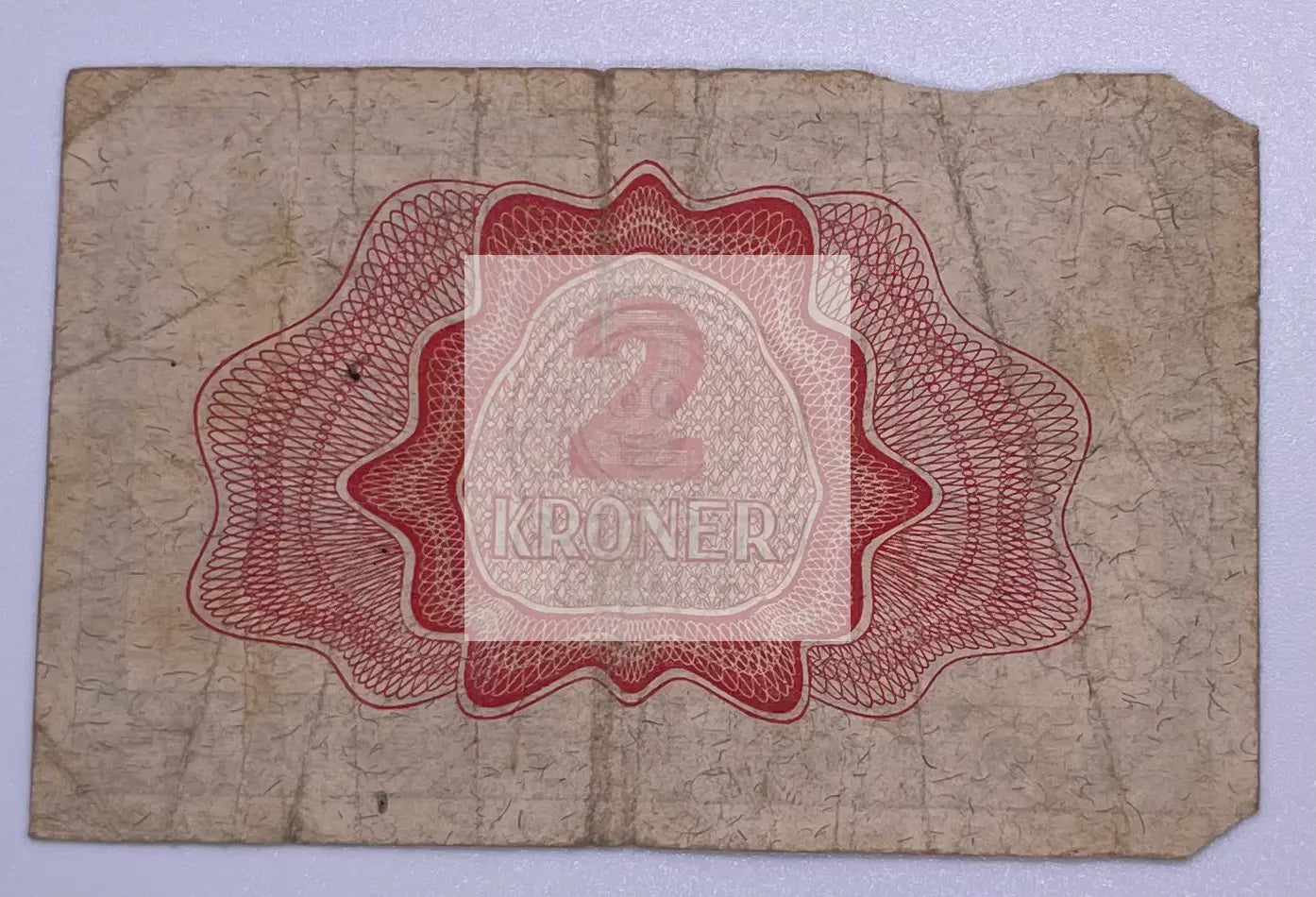 1944 Norway 2 Krone scarce wartime banknote P-16a detailed design collector's item