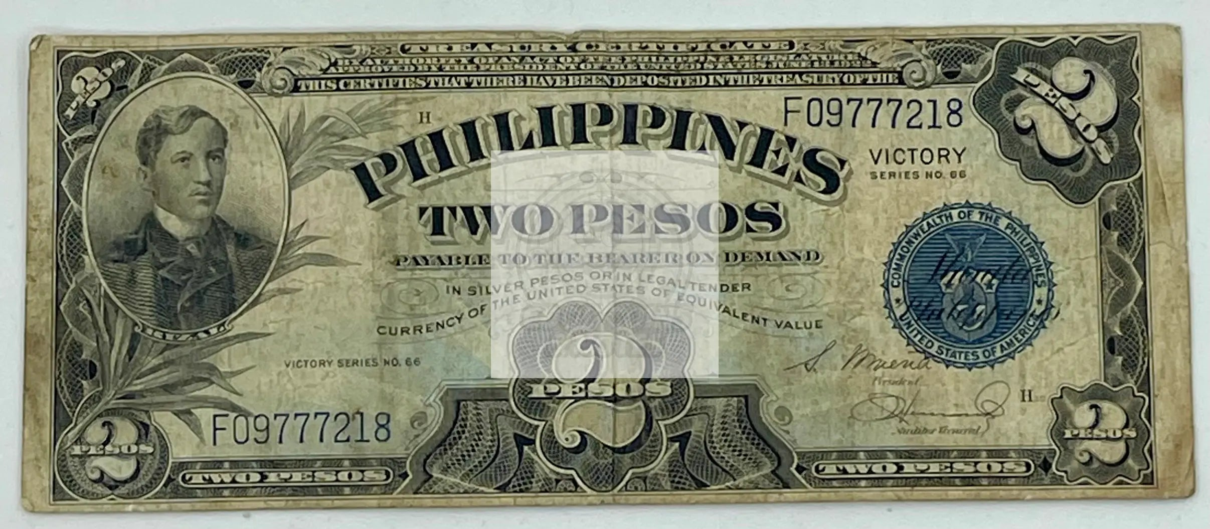 1944 Philippines 2 Pesos WWII banknote P-95a uncirculated collectible currency