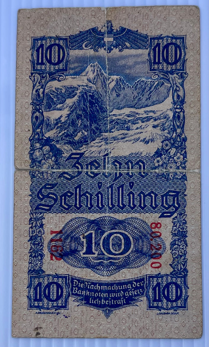 1945 Austria 10 Schilling P-99 Used World Banknote - Cool Coins & Notes