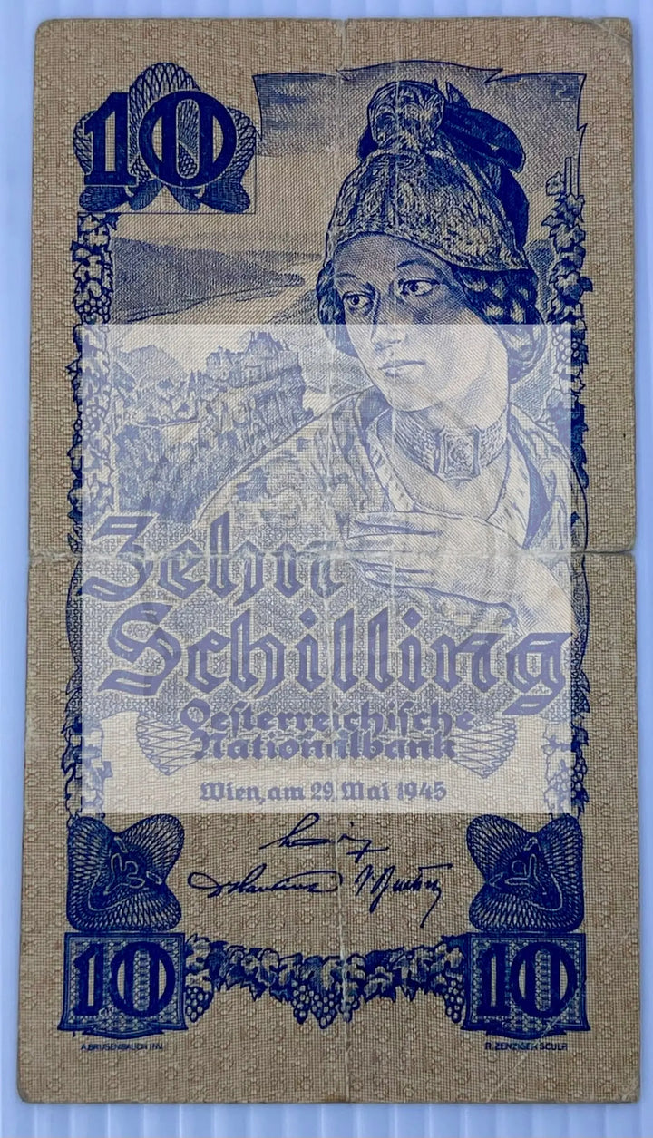 1945 Austria 10 Schilling P-99 Used World Banknote - Cool Coins & Notes