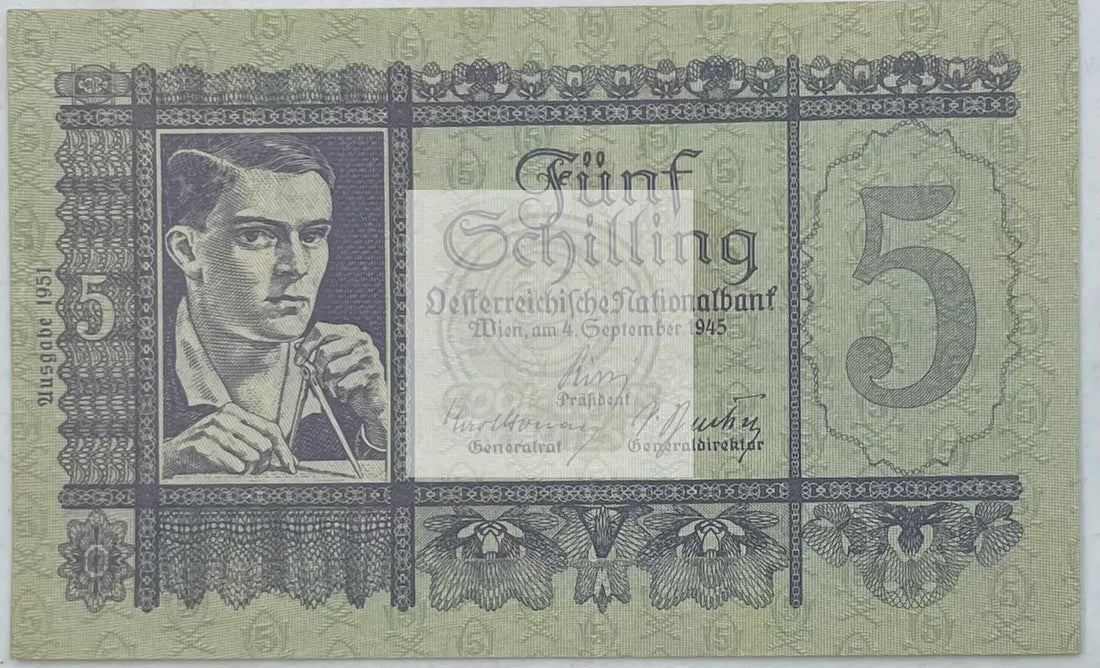 1945 Austria 5 Schilling P-121 World Banknote - Cool Coins & Notes