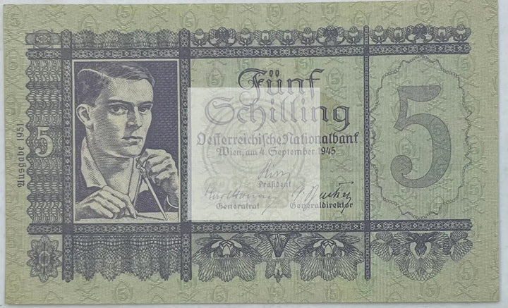 1945 Austria 5 Schilling P-121 World Banknote - Cool Coins & Notes