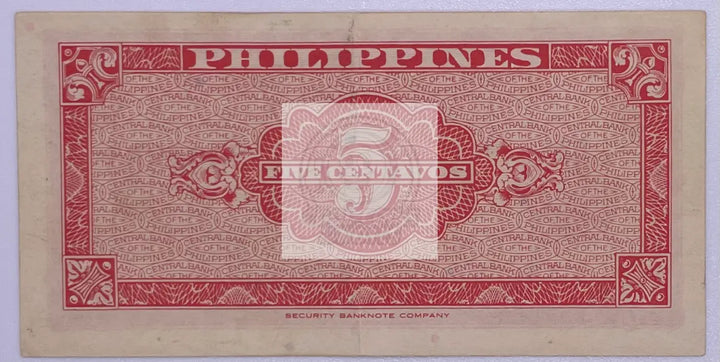 1945 Philippines WW2 5 Centavos KM:125a Banknote - Cool Coins & Notes