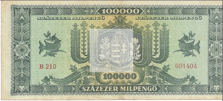 1946 Hungary 100,000 Milpengo P-127 Banknote - Cool Coins & Notes