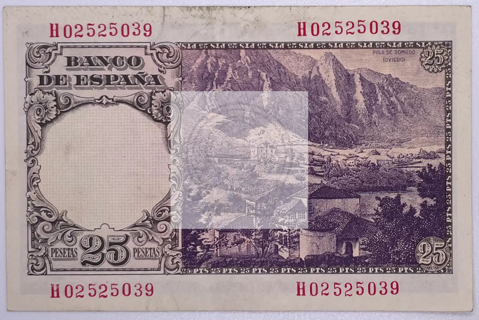 1946 Spain 25 Pesetas P-130 banknote front view