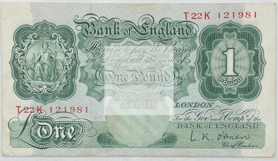 (1948-1960) ND Great Britain  1 Pound  P-369a World Banknote - Cool Coins & Notes