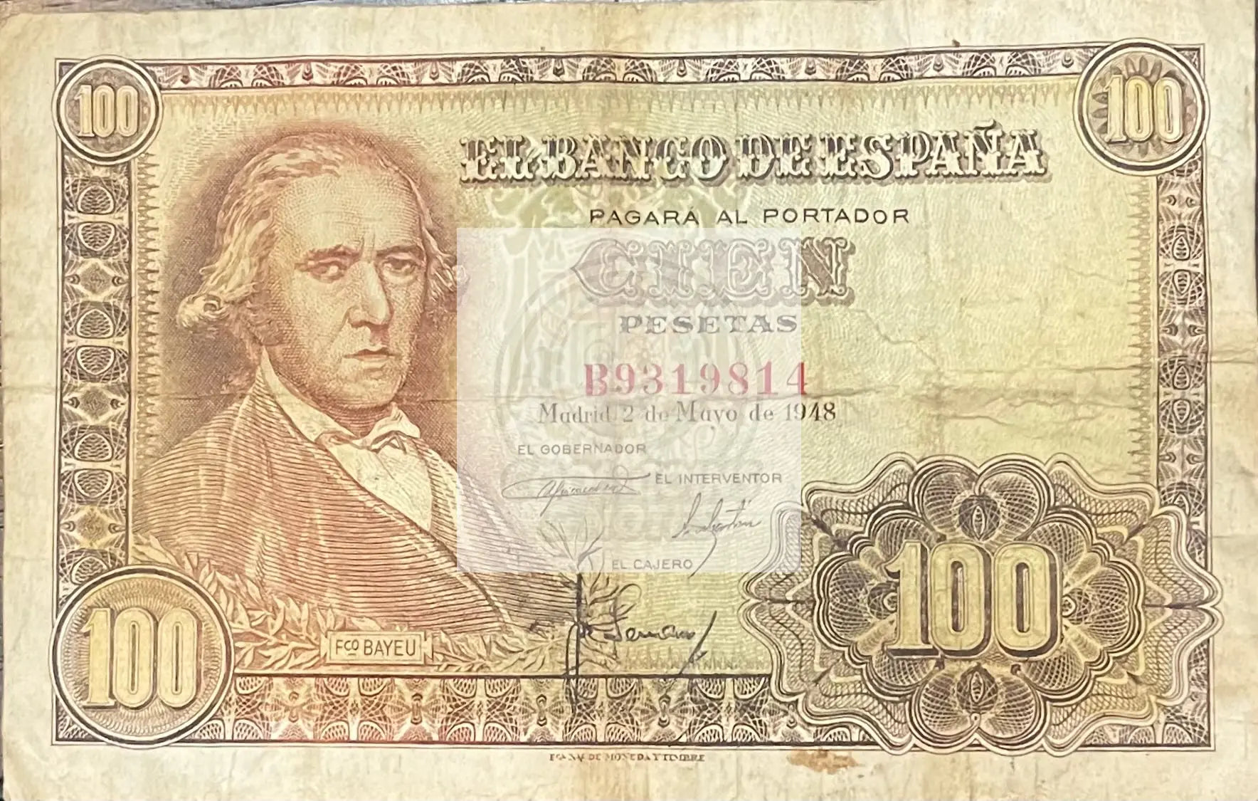 1948 Spain 100 Pesetas Circulated World Banknote Cool Coins & Notes 