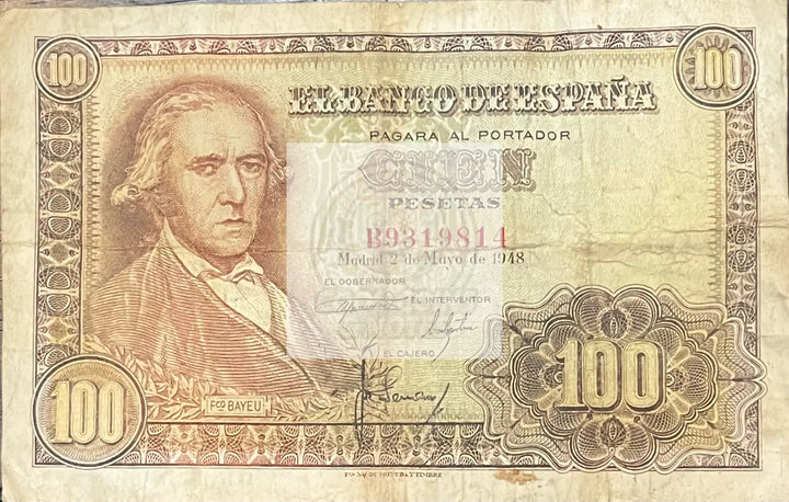 1948 Spain 100 Pesetas Circulated World Banknote Cool Coins & Notes 