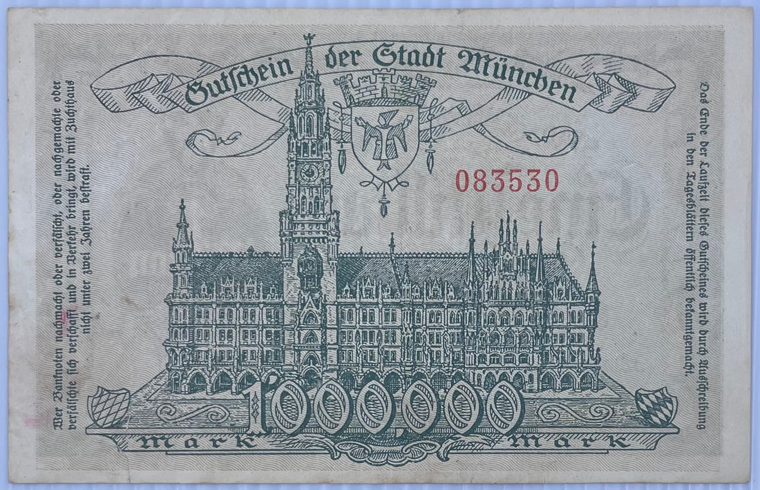 1923 Germany 1 Million Mark P-3650A Circulated World Banknote
