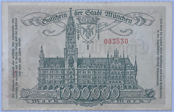 1923 Germany 1 Million Mark P-3650A Circulated World Banknote