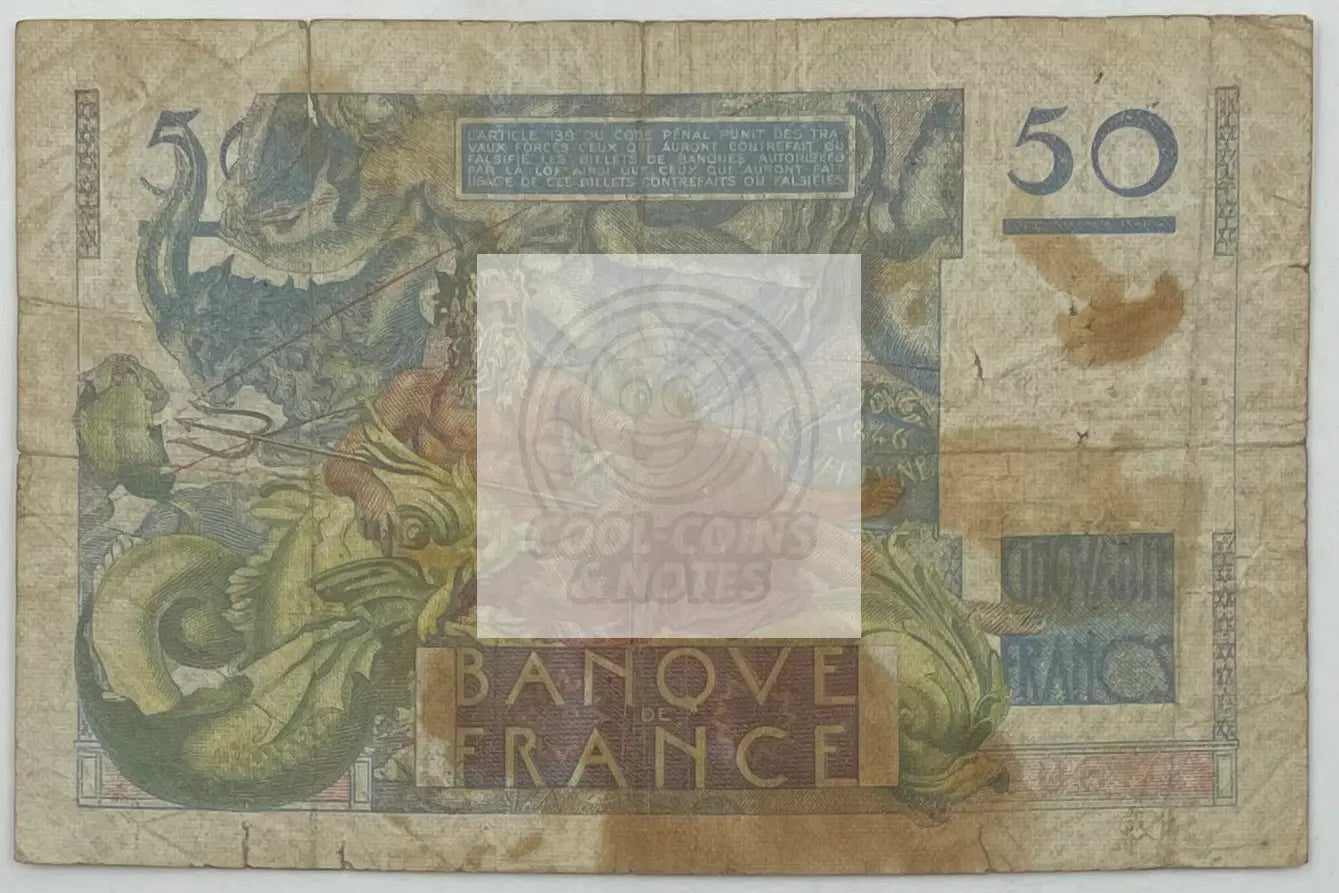 1951 France 50 Francs P-127 Banknote - Cool Coins & Notes