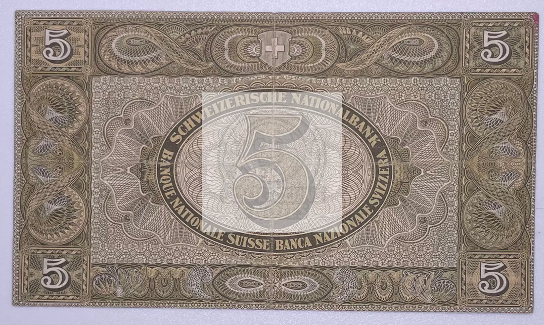 1952 Switzerland 5 Francs P-11p Banknote - Cool Coins & Notes