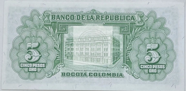 1953 Columbia 5 Pesos Oro UNC World Banknote - Cool Coins & Notes