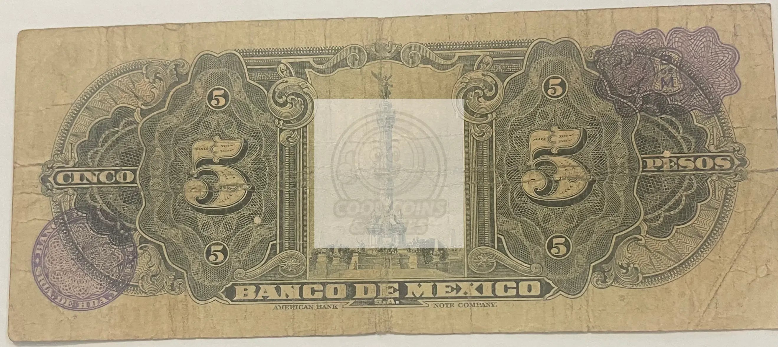 1953 Mexico 5 Pesos P-34l.1, Used World Banknote - Cool Coins & Notes