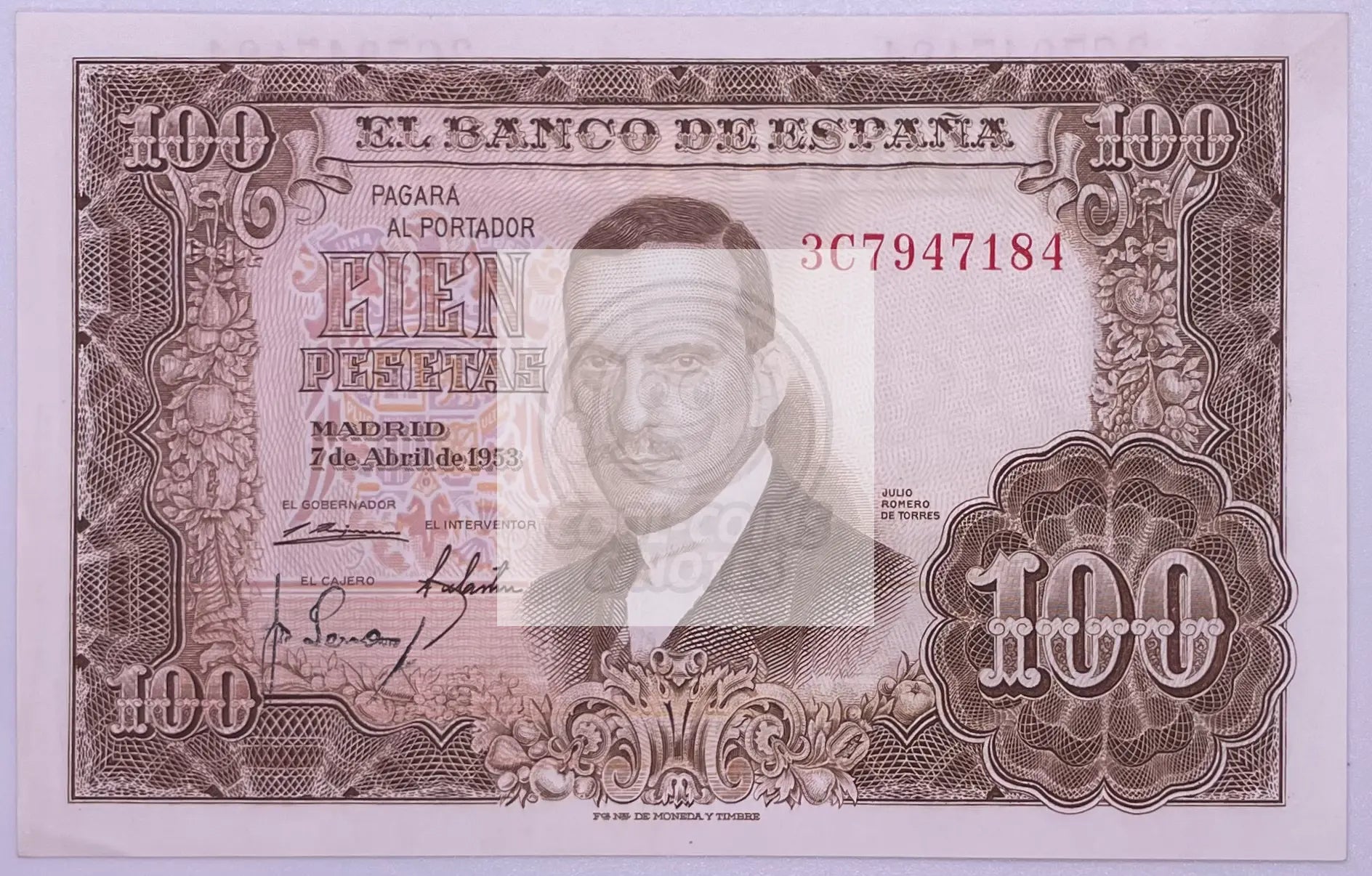 1953 Spain 100 Pesetas P 145 UNC Banknote - Cool Coins & Notes