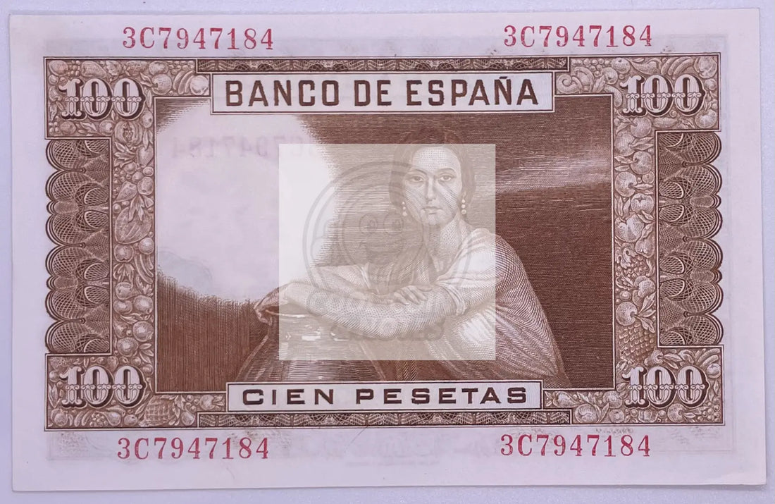 1953 Spain 100 Pesetas P 145 UNC Banknote - Cool Coins & Notes