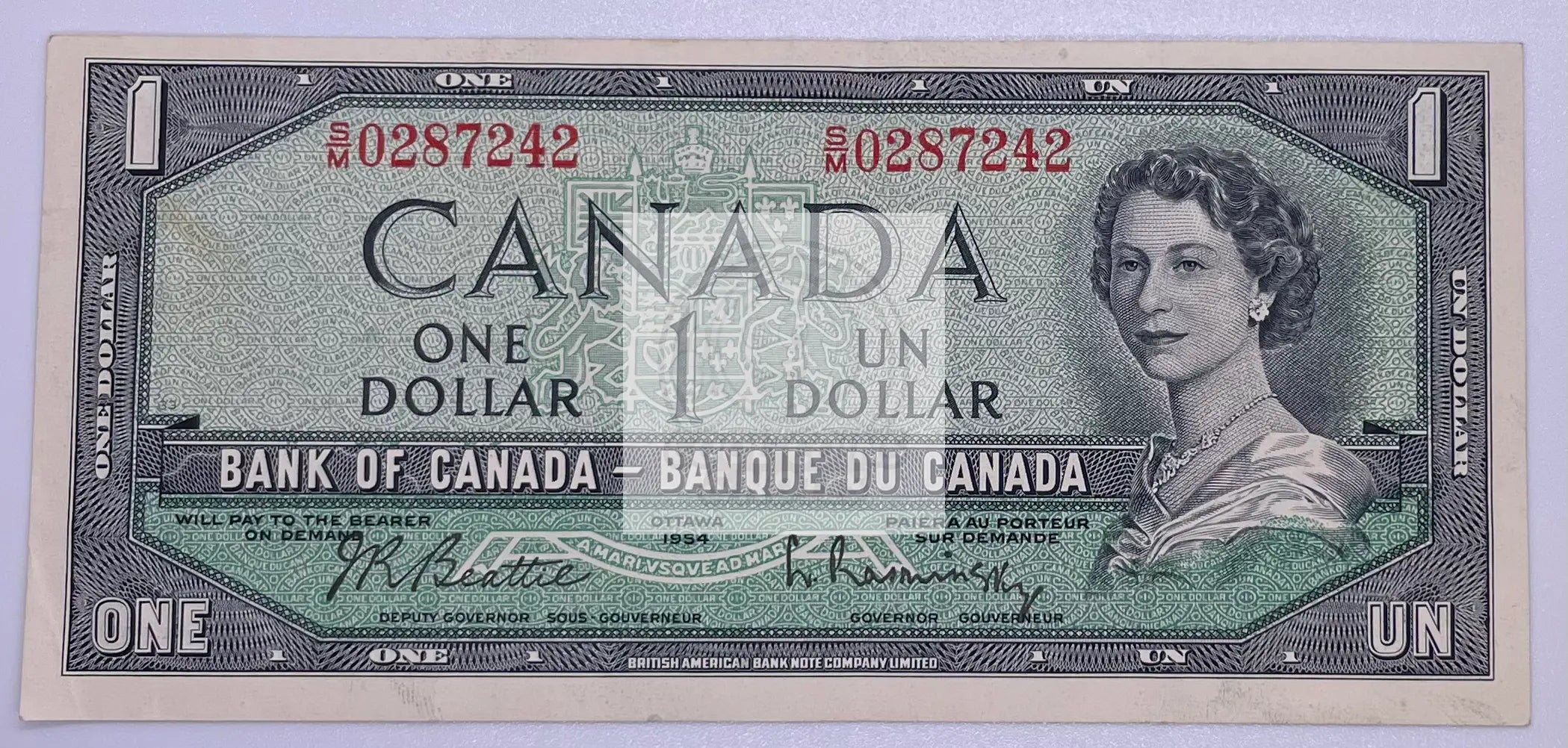 1954 Canada $1 Dollar P-66 UNC QEII World Currency Banknote - Cool Coins & Notes