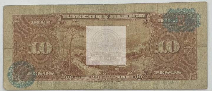 1954 Mexico 10 Pesos Series EN  P-58b.1 Banknote - Cool Coins & Notes