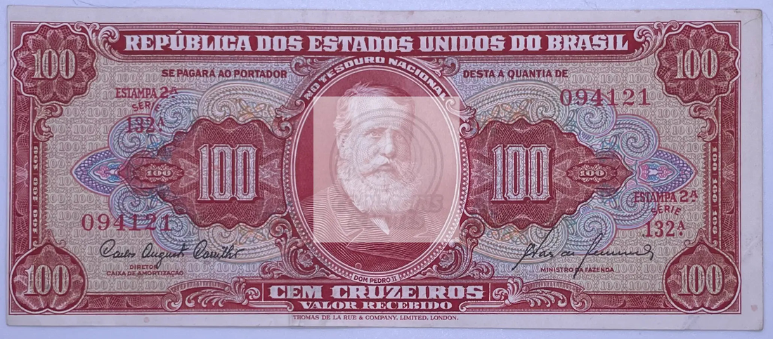 1956 Brazil 100 Cruzeiros P162 banknote front view