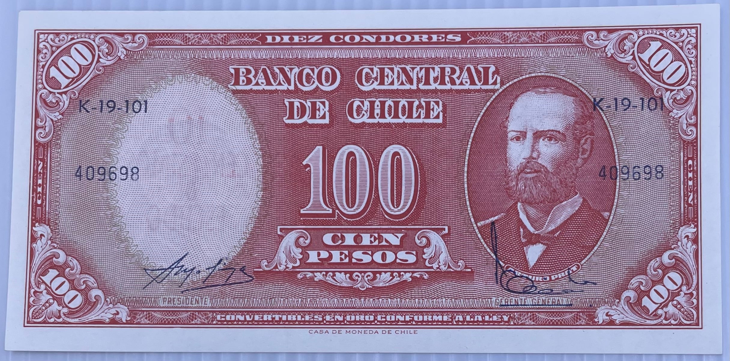 Chile 10 centesimos banknote 1960-1961 UNC condition historical currency design