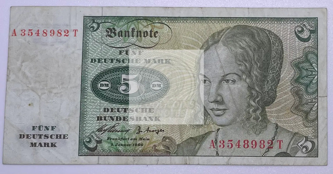 1960 West Germany 5 Mark P-18a Banknote - Cool Coins & Notes