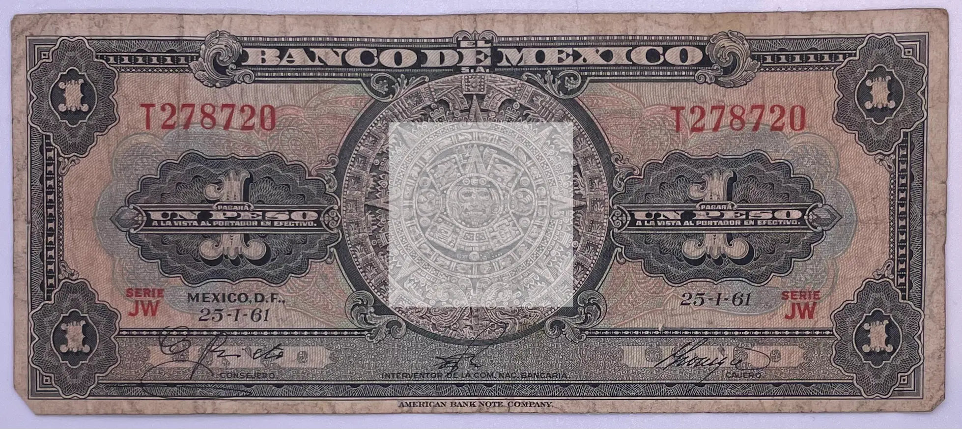 1961 Mexico 1 Peso Bank Note 59g, Used Banknote - Cool Coins & Notes